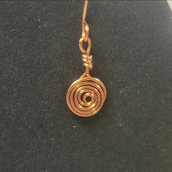 Copper Wire Spiral Dangle Earrings - Picture 5 of 7